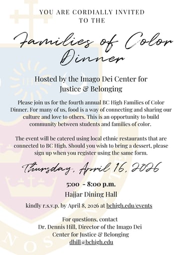 BCHigh Families of Color Dinner invite
