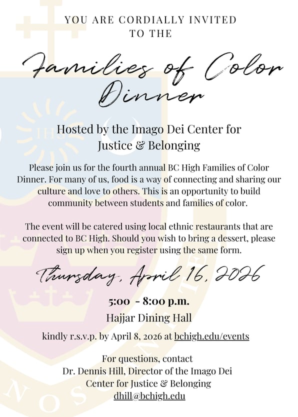 BCHigh Families of Color Dinner invite